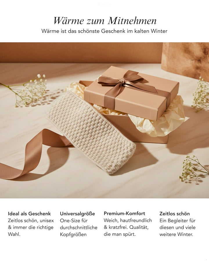 Baesics Stirnband Creme für Damen & Herren – warme & elastische Unisex Ohrenwärmer mit Fleecefutter