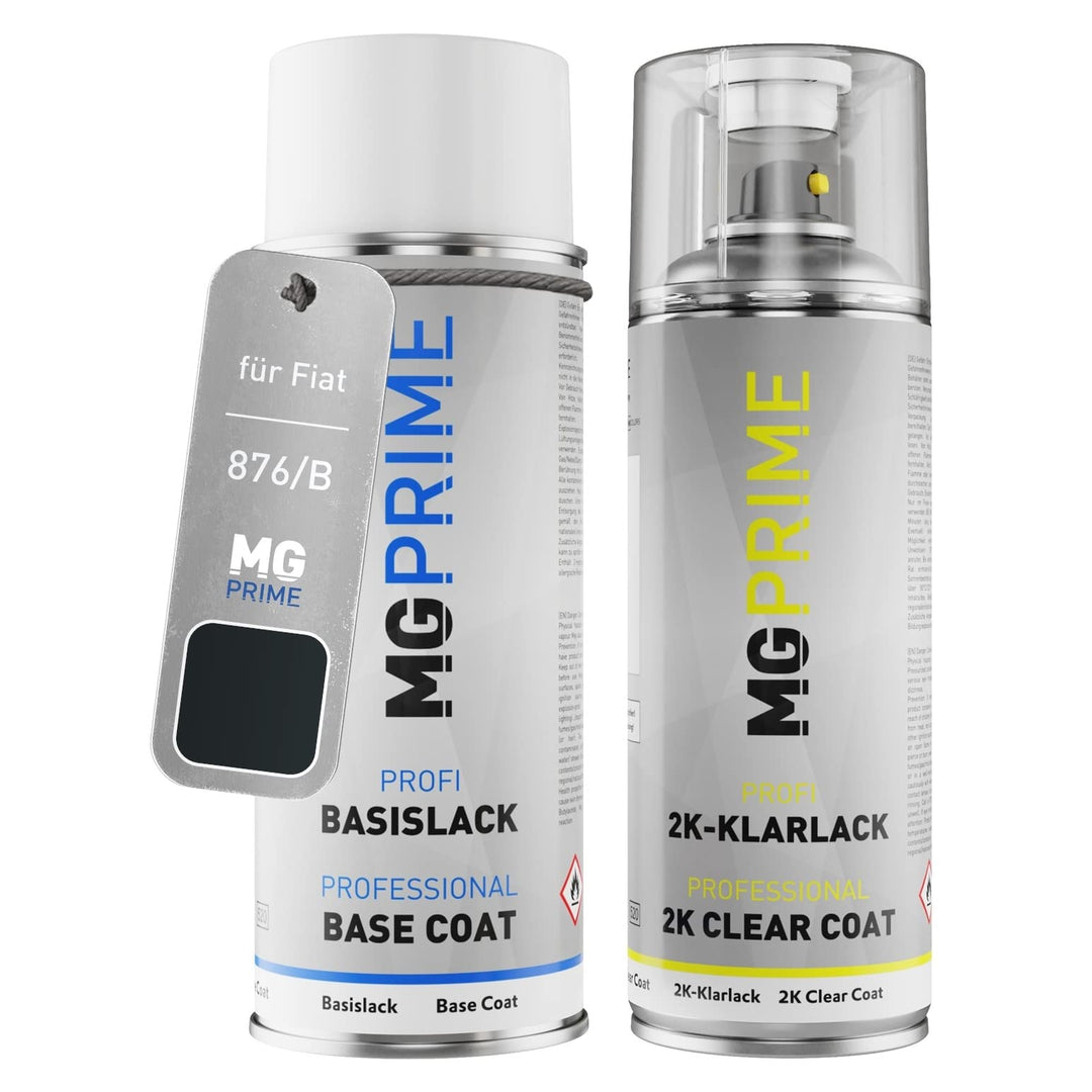 MG PRIME Autolack 2K Spraydosen Set für Fiat 876/B Nero Carbonio Metallic/Carbon Schwarz Basislack 2