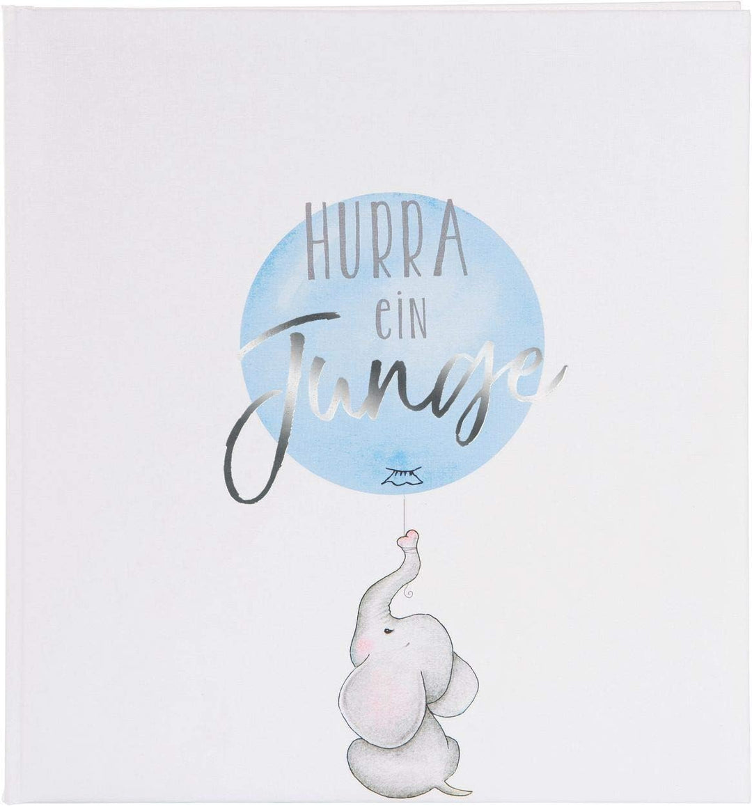 goldbuch Babyalbum Hurra - ein Junge im kindgerechten Design mit Silberprägung, 60 weisse, Pergamin