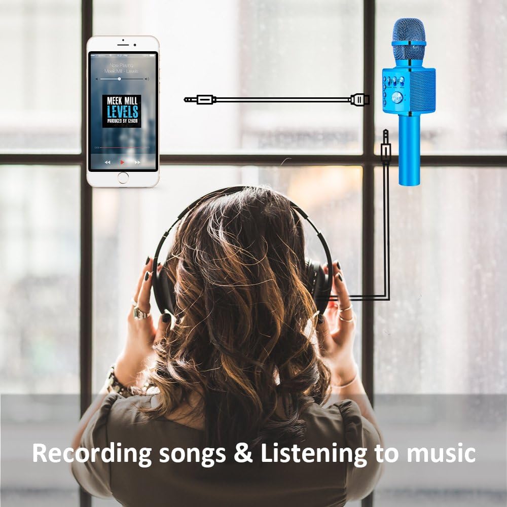 Bluetooth Karaoke Mikrofon Drahtloses,BONAOK Karaoke Mikrophone Echo, Home Party Microfon Kind mit a