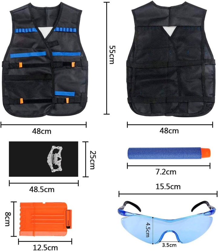 TIMESETL 2Set Taktische Weste Jacke Kit für Kinder, Nerf N-Strike Elite Set, 2 Battel Weste, Nerf Zu