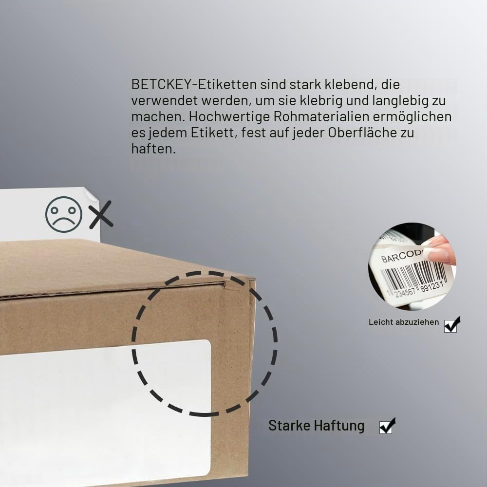 BETCKEY - 76mm x 51mm(3 in x 2 in) Perforierte Mehrzweck/Versand von Thermoetiketten Kompatibel mit