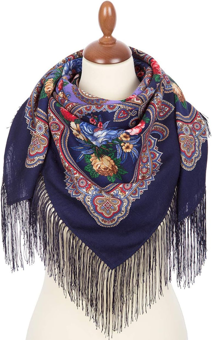 Fashion Pavlovo Posad Shawl Manufactory Damen Schal Schultertuch Umschlagtuch Fransentuch Sommer-Dat
