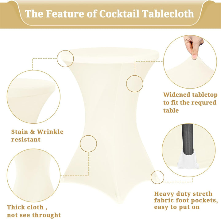 Pesonlook 3er-Set Stretch Stehtisch Husse für Bistrotisch Ø 80-85 cm Elegante,Verstärkung im Fussber