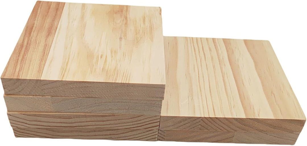 6 unfertige quadratische Blöcke aus Kiefernholz zum Basteln, 15 x 15 x 2 cm – Bretter zum Schnitzen,