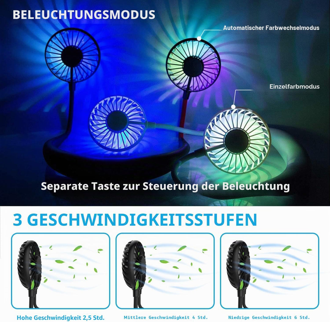 Nackenventilator, tragbarer Mini-USB-Ventilator, tragbarer Hals-Ventilator, wiederaufladbar, Luftküh
