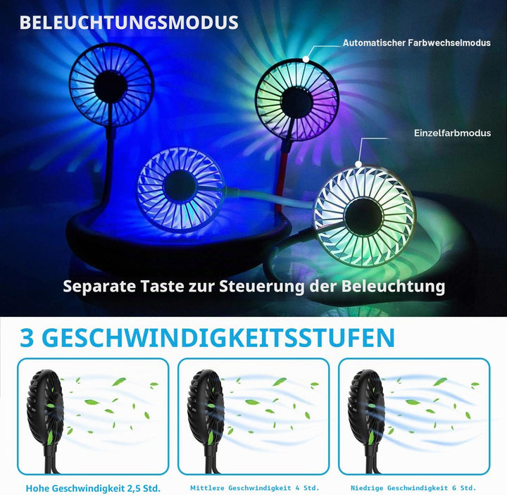 Nackenventilator, tragbarer Mini-USB-Ventilator, tragbarer Hals-Ventilator, wiederaufladbar, Luftküh