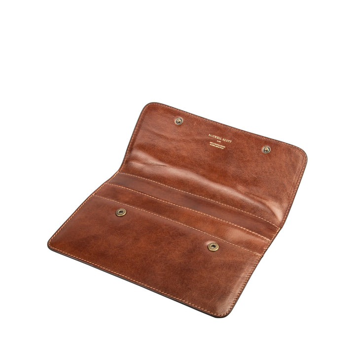 Maxwell Scott Handgefertigte Leder Reisedokumentenmappe Torrino in Cognac Braun, Cognac Braun