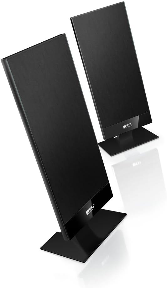 KEF T101 Lautsprecher Schwarz Paar|Ultra Flach| 3,5cm tief|10-100W|HiFi|Heimkino|TV, Schwarz