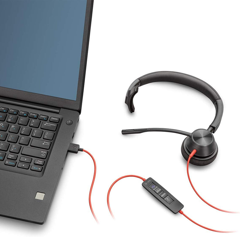 Plantronics – Blackwire 3310 USB-A (Poly) – kabelgebundenes Ein-Ohr Headset (Mono) mit Mikrofonarm –