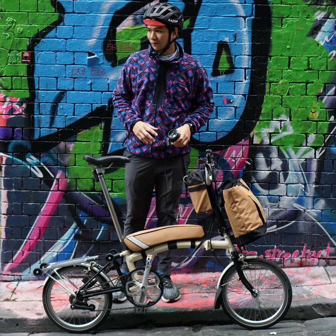 Vincita VOYAGE Rahmentasche für Brompton-Fahrrad (Braun, Gross) - 2 L Brompton Fahrradzubehör L Brau