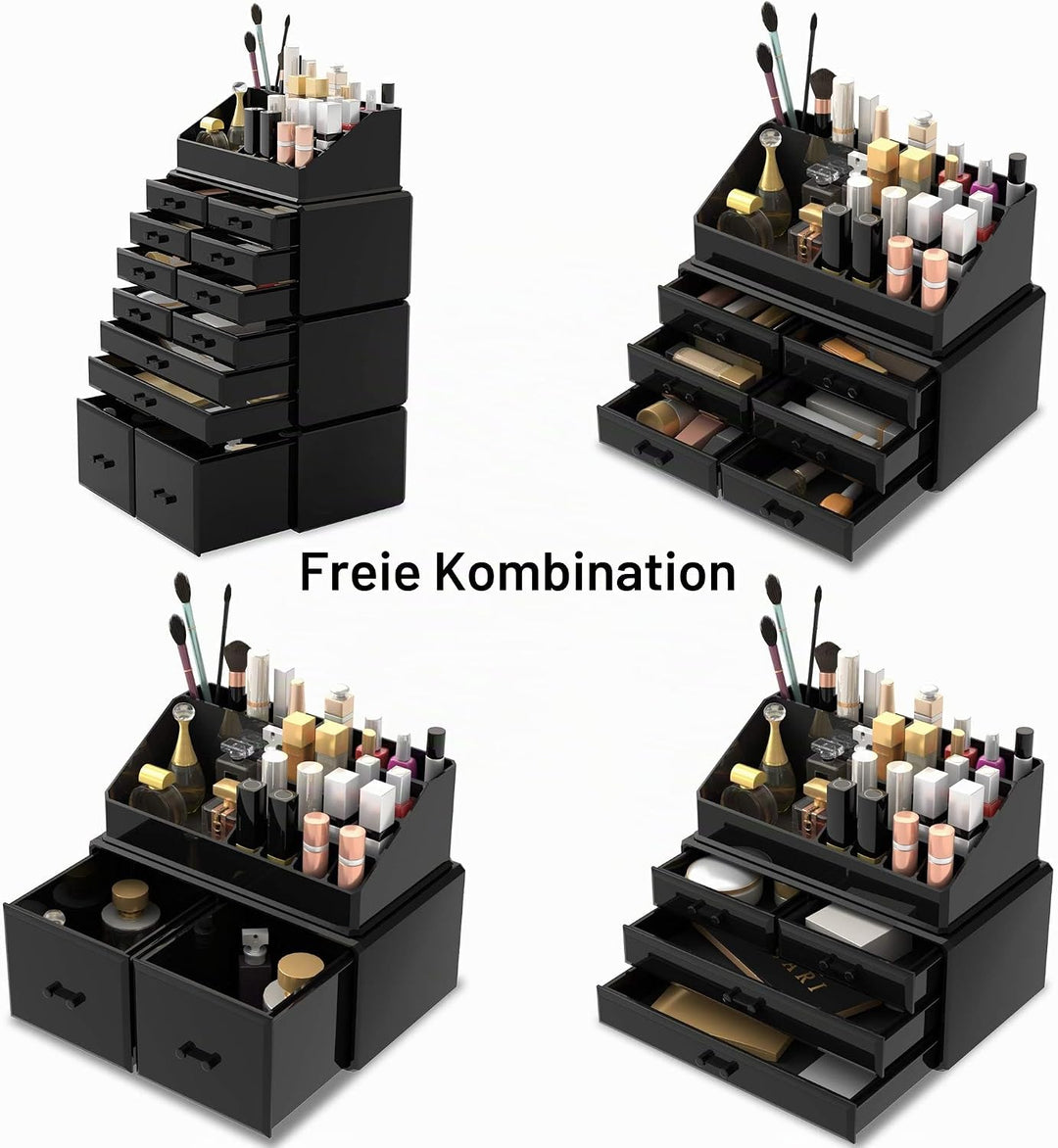 Readaeer Makeup Organizer/Kosmetik Aufbewahrungsbox/Schmink Aufbewahrungskasten in 4 Lagen， ist für