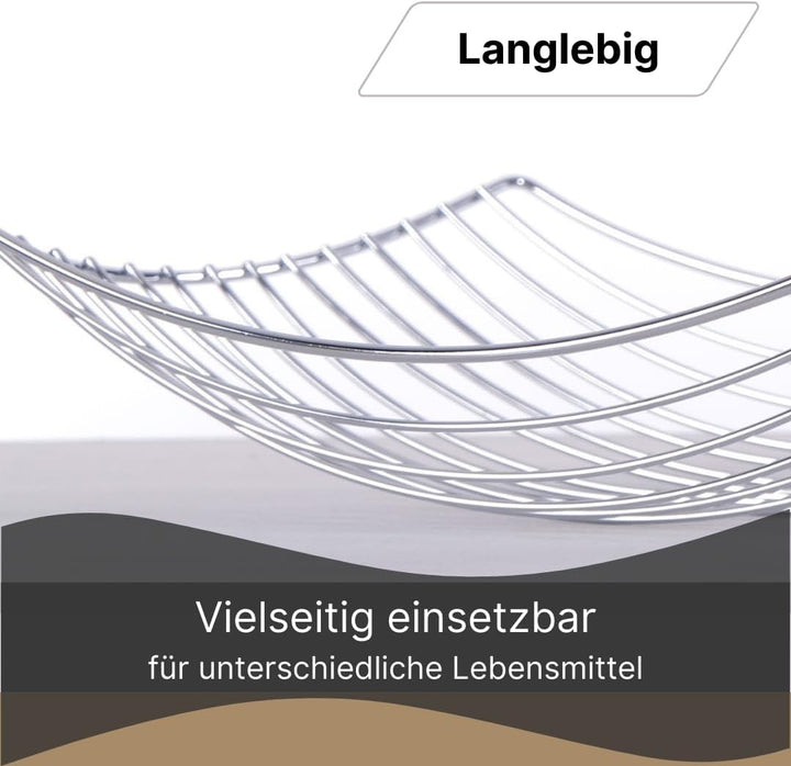 DESIGN FRÜCHTEKORB "PLATEAU" | 34 cm, Metall, silber | Früchtekorb, Deko Schale