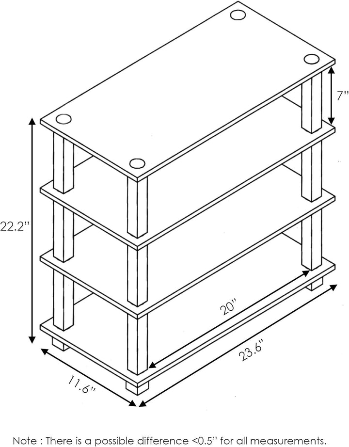 Furinno Turn-S-Tube Schuhregal mit 4 Ebenen, dunkle Kirsche/Schwarz, Dunkle Kirsche/Schwarz