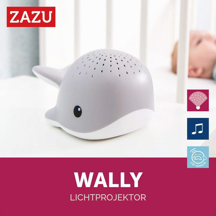 ZAZU Wally The Whale Projektor - Baby-Lichtprojektor mit beruhigenden Melodien | Herzschlag, Ozean-S