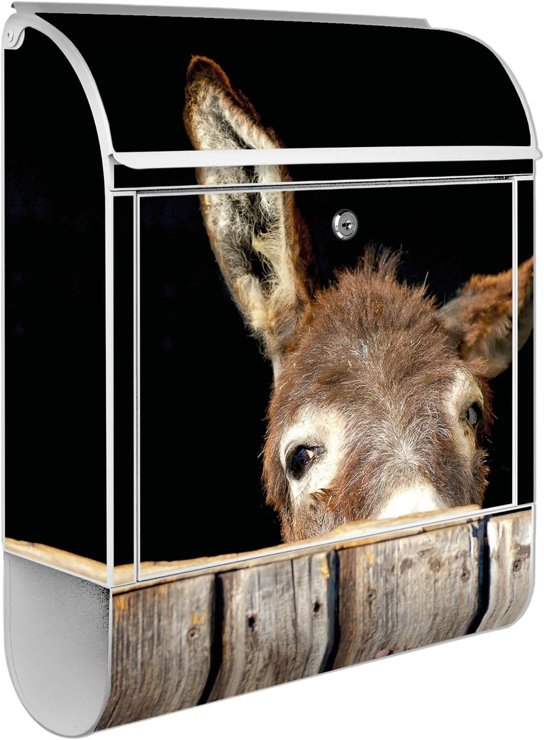 banjado® Design Briefkasten mit Motiv Esel 39x47x14cm &amp; 2 Schlüssel - Briefkasten Stahl weiss mit Ze