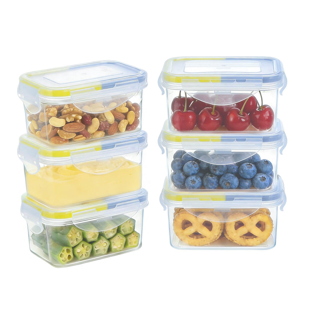 EASYLOCK 6er-Set 180ML Luftdicht Plastik Frischhaltedosen Mit Deckel, Rechteckig Kleine Aufbewahrung