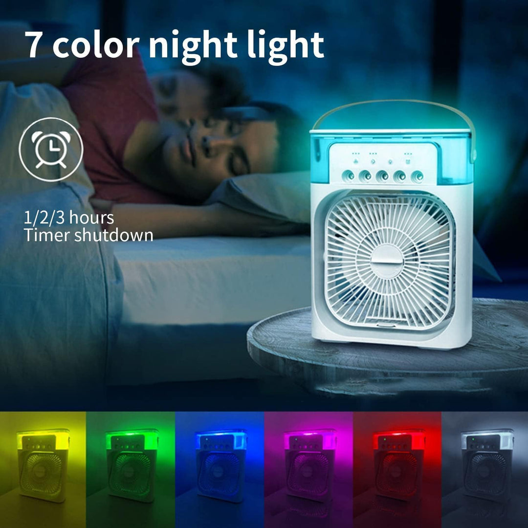 Tragbare Klimaanlage Fan, 4 in 1 Personal Mini Cooling Fan mit Wassernebel Spray, 3 Geschwindigkeite