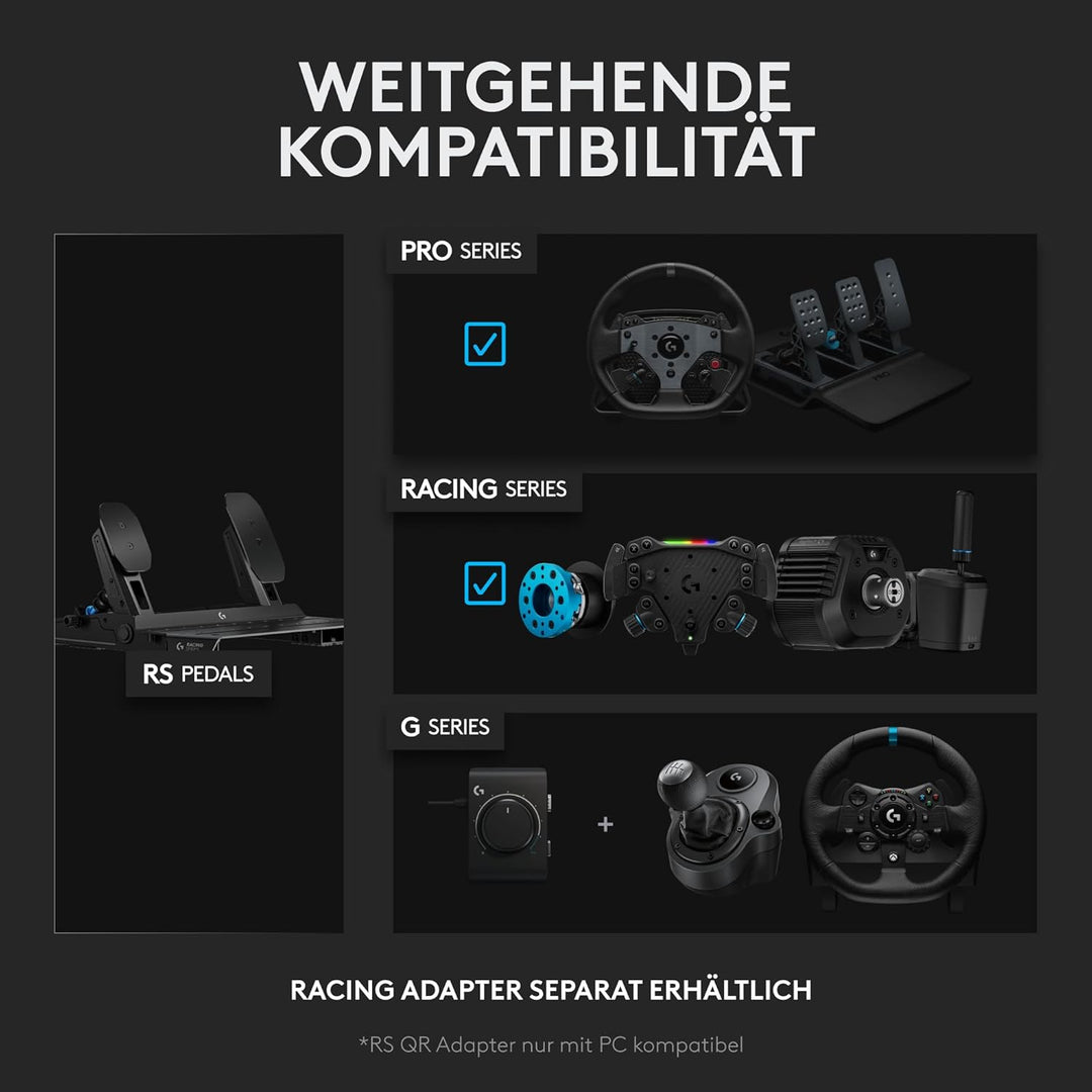 Logitech G RS Pedals – Sim-Racing-Pedale mit 75-kg-Loadcell-Bremse, einstellbaren Pedalpositionen, m