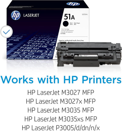 HP 51A (Q7551A) Schwarz Original Toner für HP Laserjet P3005, M3027, M3035 Schwarz 6.500S, Schwarz 6