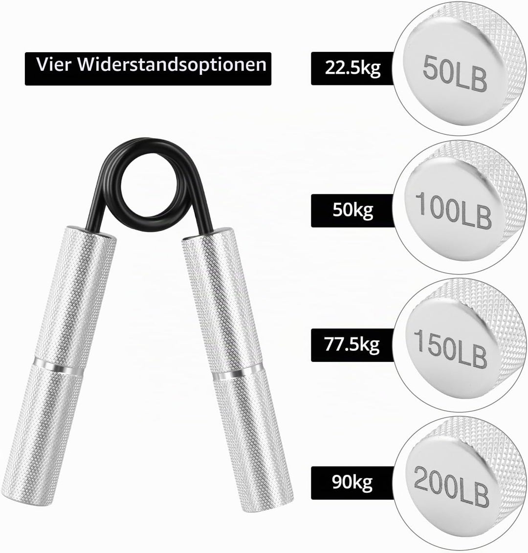 QWORK® Aluminium Griffkraft Trainer Unterarmtrainer 22.5/45/67.5/90kg - Robust &amp; Rutschfest silber,