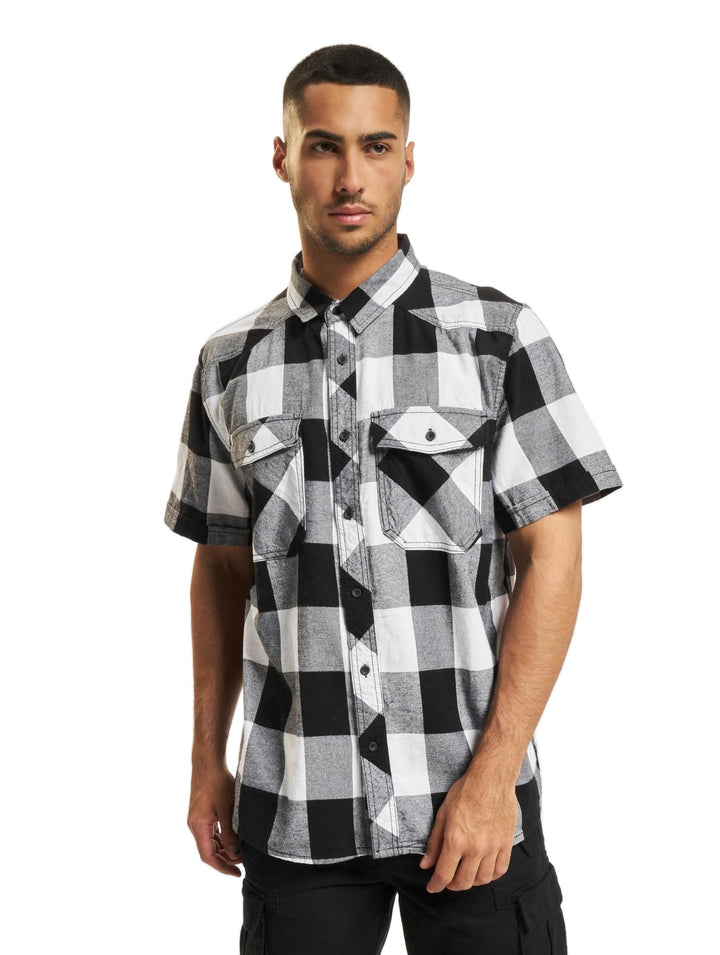 Brandit Check Shirt Herren Kurzarm Single Hemd XXL Weiss-schwarz, Single Hemd XXL Weiss-schwarz