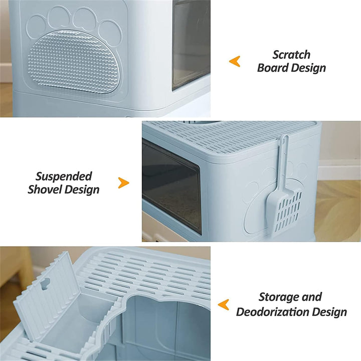 Homewell Katzentoilette mit Deckel und Schaufel, Katzenklo Schrank Schublade Design, Multifunktional