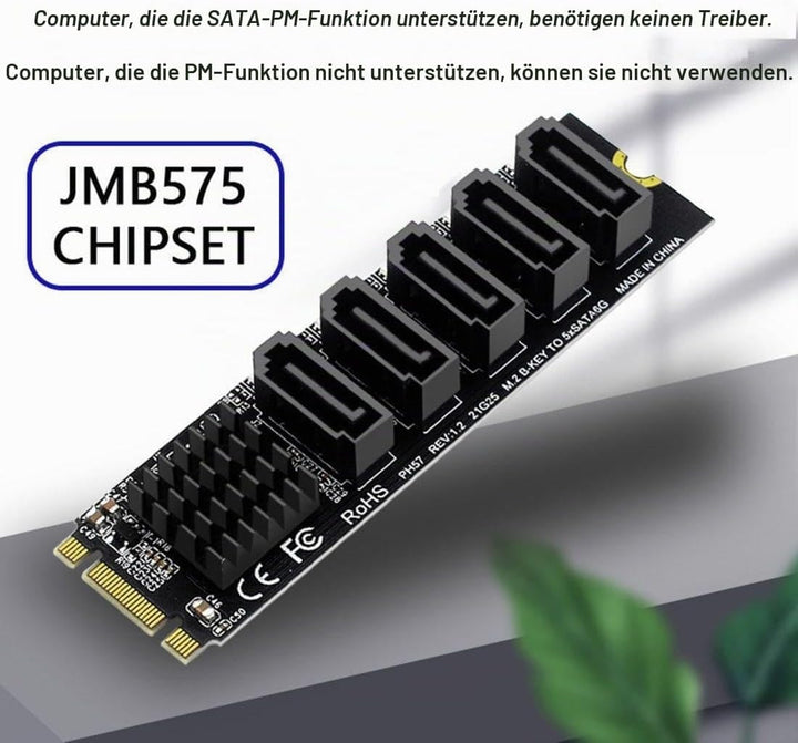 chenyang CY 2280 M.2 NGFF Key B+M SATA auf SATA 3.0 6Gbps 5 Ports PM Funktion Konverter Adapter JMB5