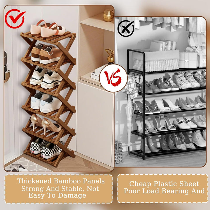 Vertikales faltbares Schuhregal, klein, Schuhregal aus Holz | Hohes schmales Design, schmales Eck-Sc