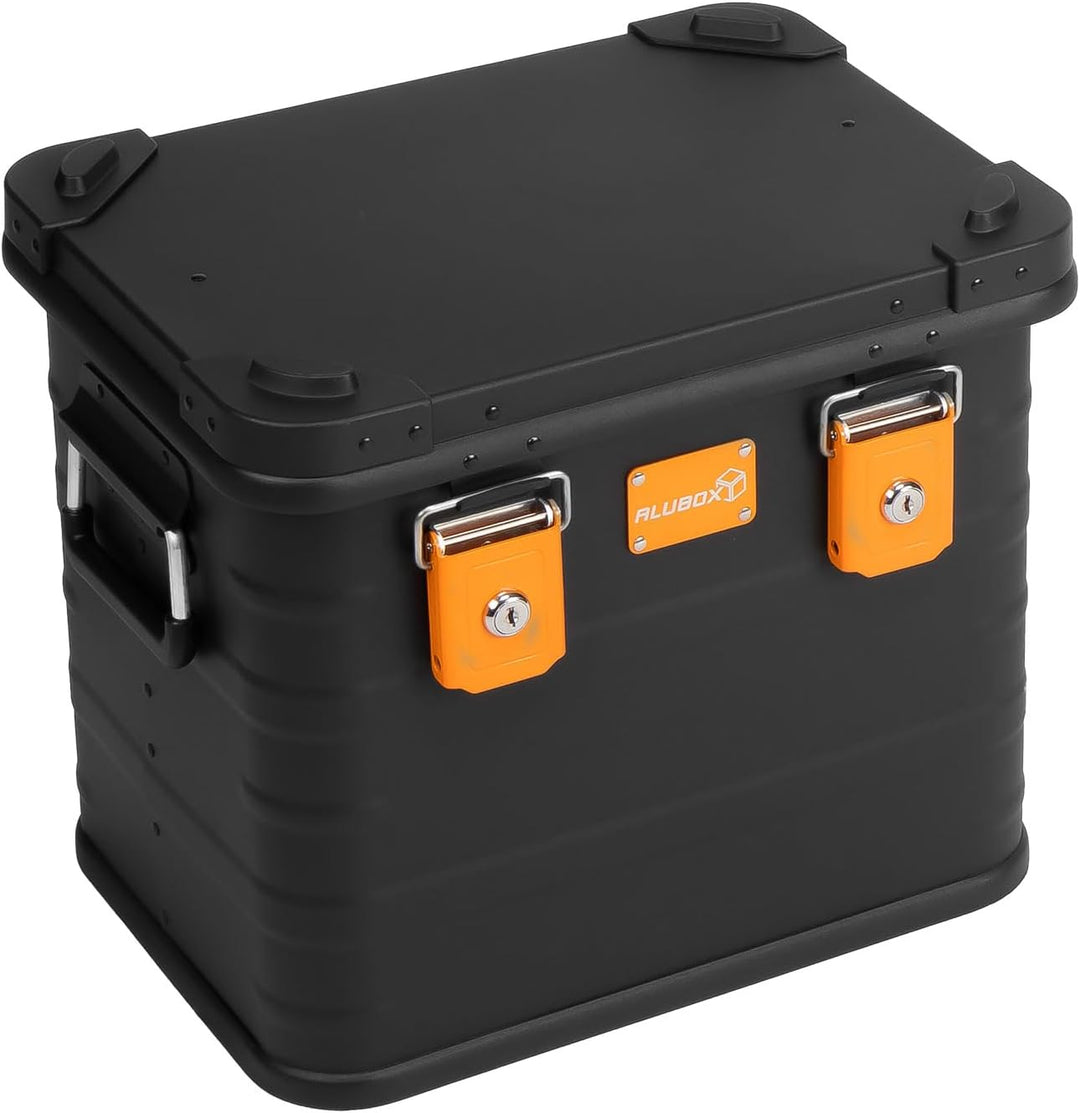 ALUBOX Alukiste abschliessbar E31B - Premium Aluminium Lagerbox 31 Liter - Deckel mit Aluminium Druc