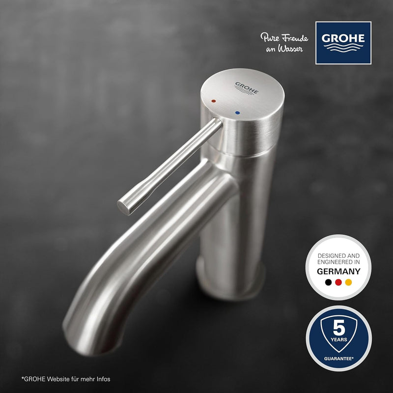 GROHE Essence - Einhand- Waschtischarmatur (wassersparend, mit Temperaturbegrenzer, versellbarer Mou