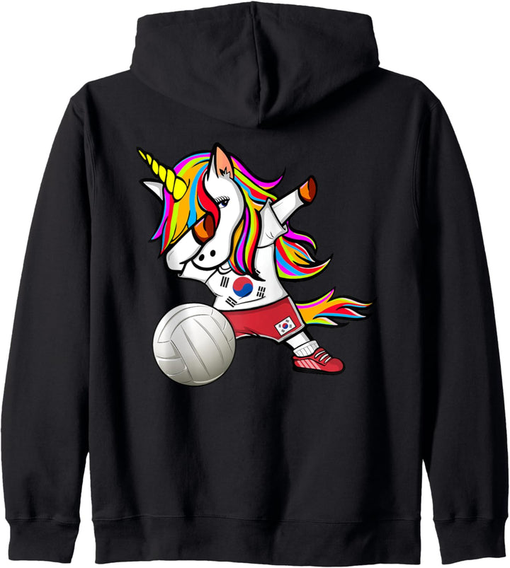 Dabbing Einhorn Südkorea Volleyball Koreanische Flagge Sport Kapuzenjacke