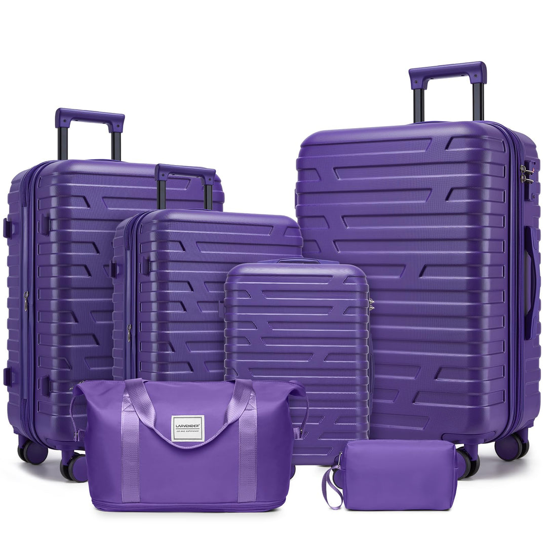 LARVENDER Kofferset 6 Teilig Hartschale Leicht ABS Erweiterbar Reisekoffer Haltbar Handgepäck Sets 4