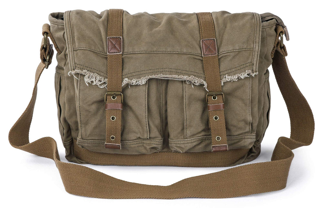 Gootium Canvas Messenger Bag - Vintage Umhängetasche Fransen Stil Satchel, armee-grün (Grün) - 80808