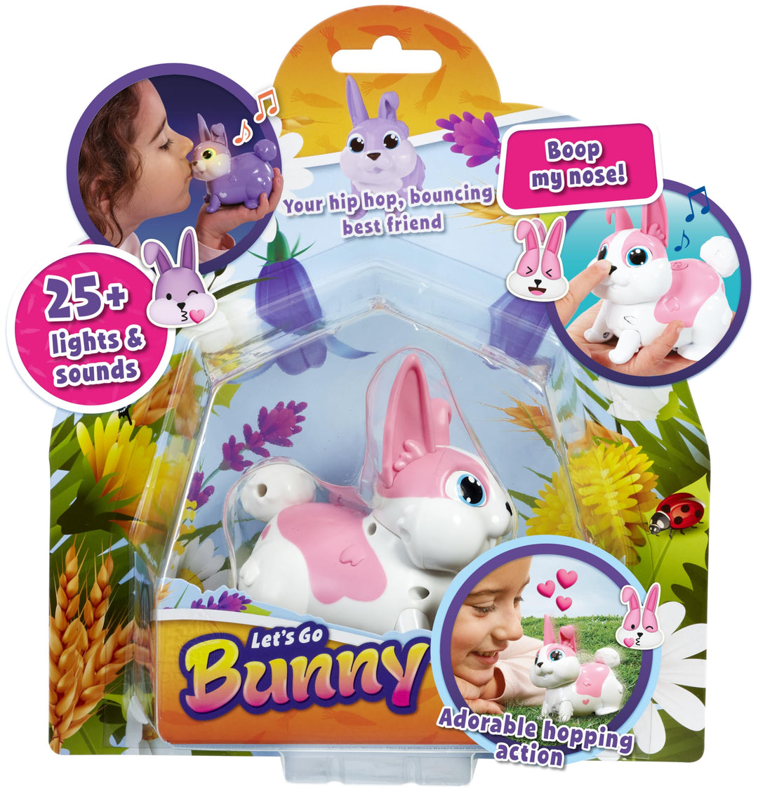 Animagic Let's Go Bunny Pink, Spielzeug für Kinder ab 5 Jahren, Interaktives Plüschkaninchen Rosa -