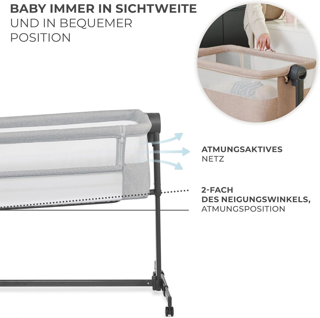 Kinderkraft Neste UP2 Beistellbett 2 in 1, Kinderreisebett mit Matratze Laken, 5-stufige Matratzenhö