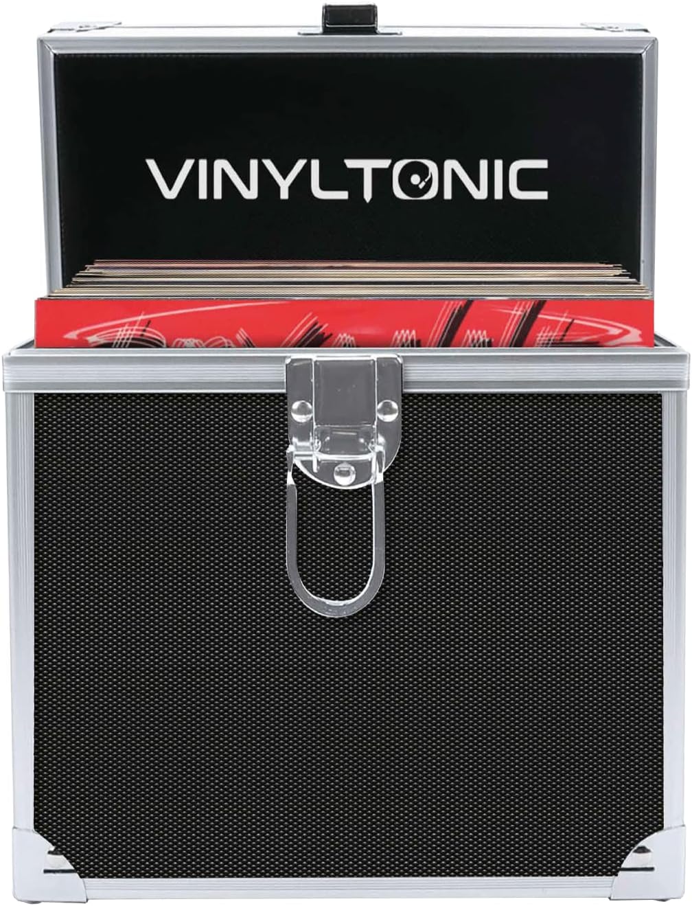 Vinyl Tonic 17,8 cm (7 Zoll) Vinyl-LP-Aufbewahrungsbox mit Tuch, Schwarz , Aktentasche, Schwarz