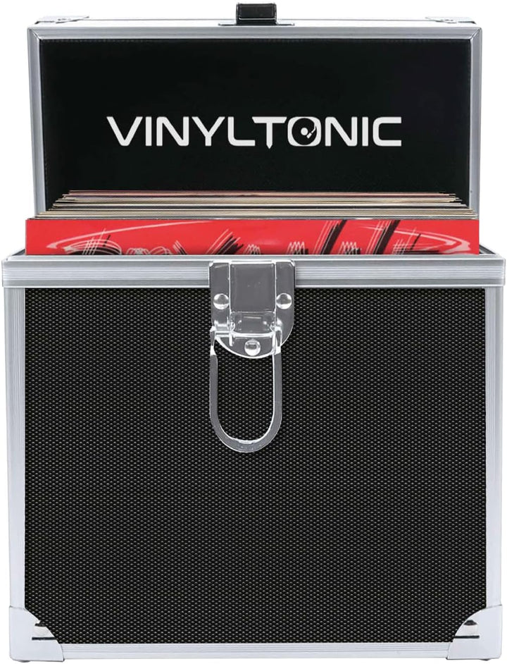 Vinyl Tonic 17,8 cm (7 Zoll) Vinyl-LP-Aufbewahrungsbox mit Tuch, Schwarz , Aktentasche, Schwarz