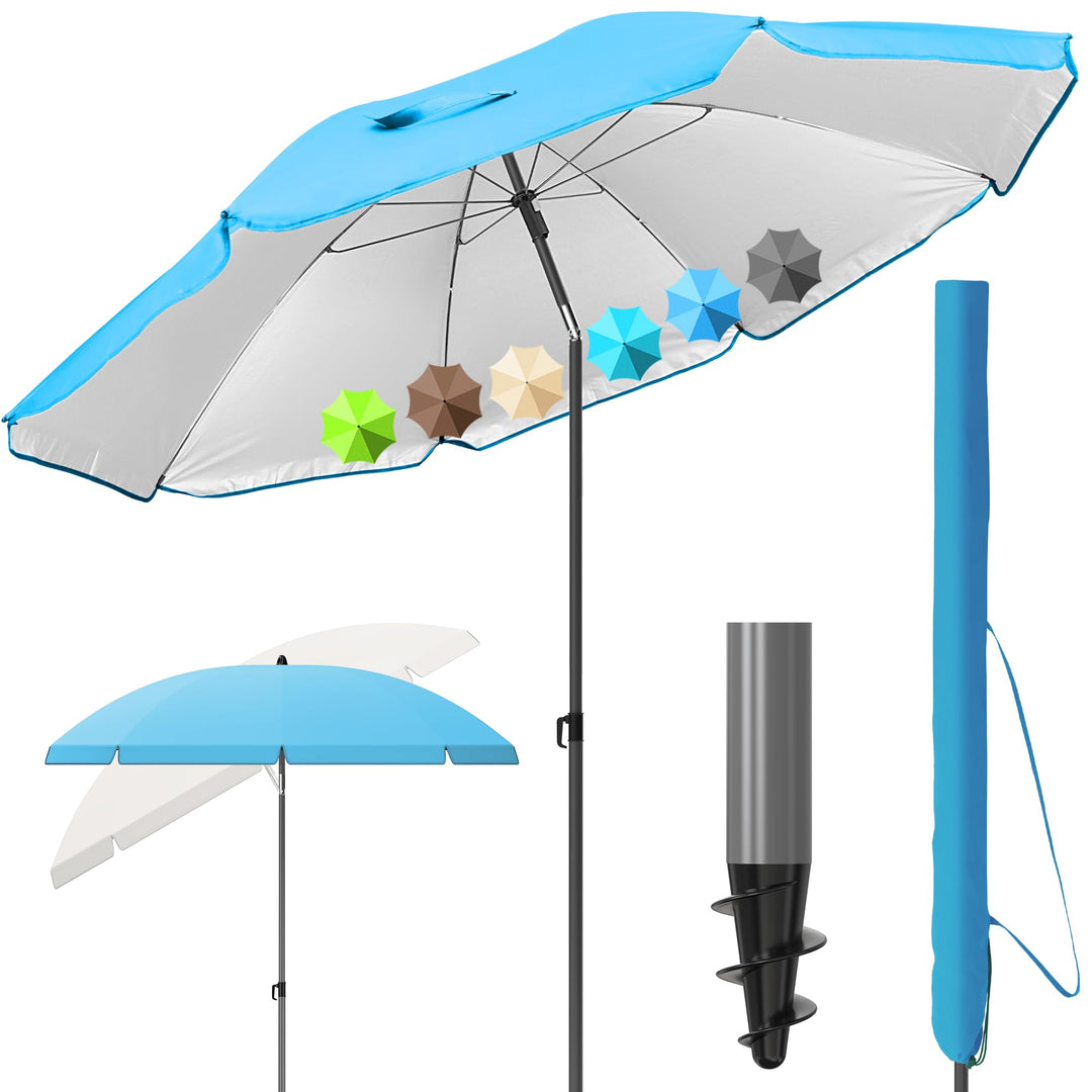 4smile Sonnenschirm Strand SunnyJoy - UPF 50+ Strandschirm Ø 180 cm, sicherer Sonnenschutz Strand, S