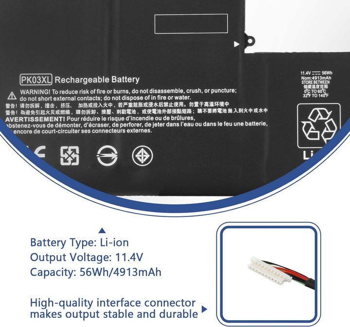 ANTIEE 56WH PK03XL Akku für HP Spectre Pro X360 G1 G2 13" 13-4000 13-4100 13-4200 13-4000nf 13-4006t
