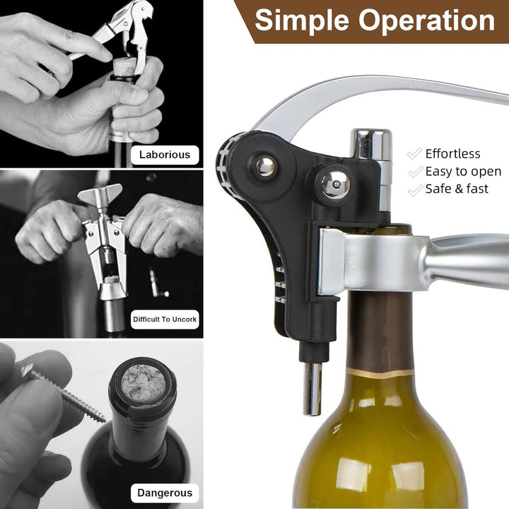 Korkenzieher Wein Set, 8 Stück Manueller Weinöffner Sommelier-Sets, Edelstahl Rotwein Flaschenöffner