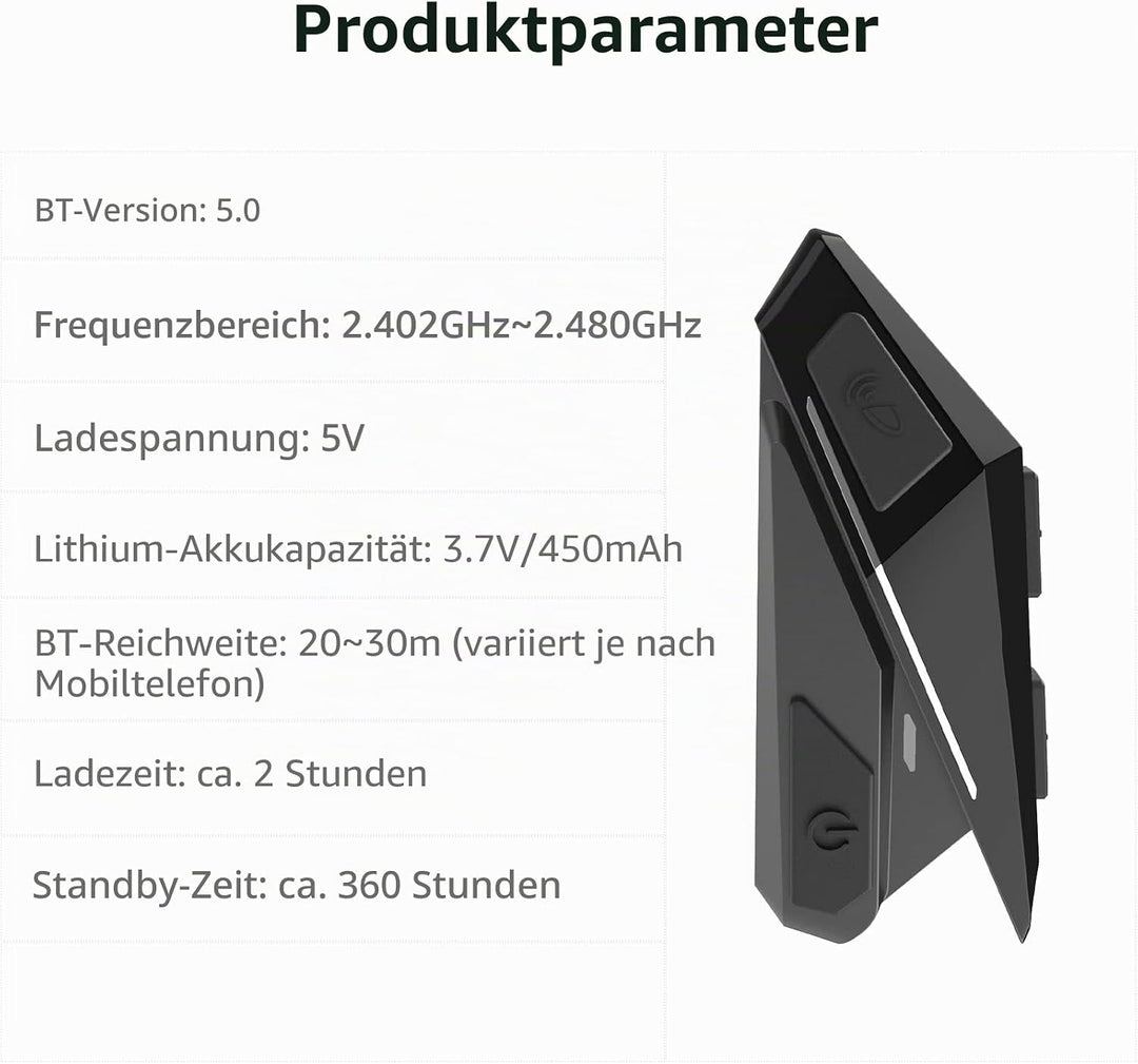 OBEST Motorrad Helm Headset, Motorrad Bluetooth Headset mit BT5.0, Kopfhörer Helm für Musik Lautspre