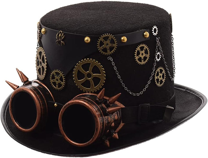 GRACEART Zauberkasten Steampunk Zylinder Hut Steampunk Herren and Steampunk Damen with Goggles, Gear