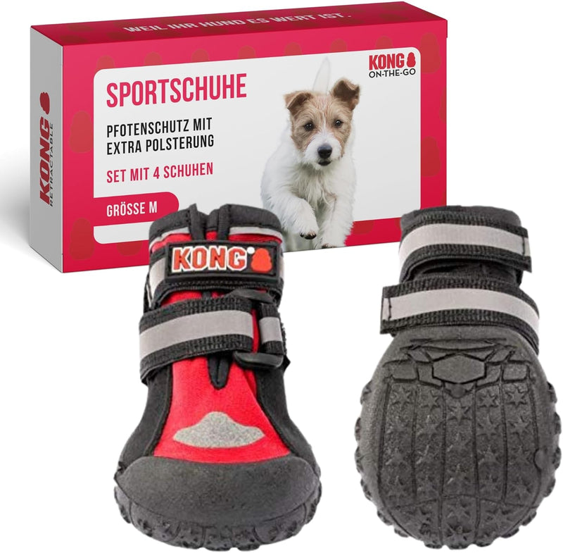 KONG Sportschuhe für mittlere Hunde 4 Stück in Grösse M I Hochwertiger Pfotenschutz mit Polsterung I