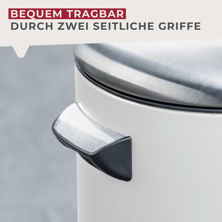 FACKELMANN PARIS Pedal-Abfallsammler 3L White mat – Eleganter Abfalleimer in Weiss, Integrierte Beut