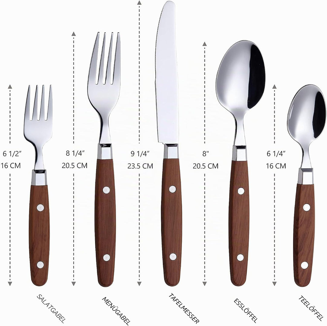 ANNOVA Retro/Rivet Buntes Edelstahl-Geschirr Küchenbesteck-Set, enthält Tischmesser, Gabeln, Löffel,