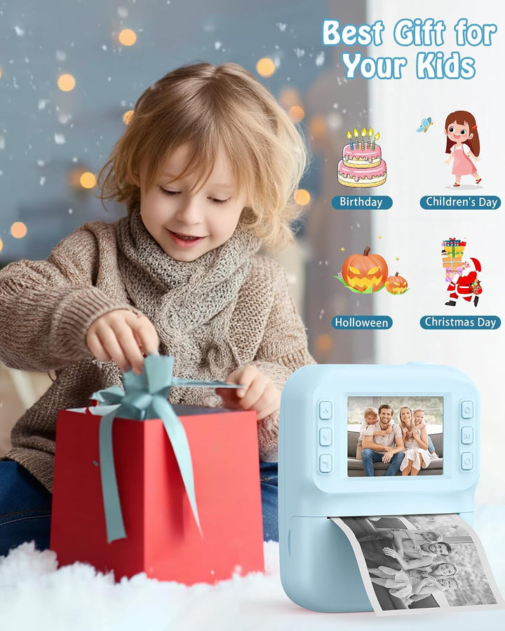 Sofortbildkamera Kinder 48MP, 1080P Video Kinderkamera mit Sofortdruck, 2,4 Zoll IPS Spielzeug Kamer
