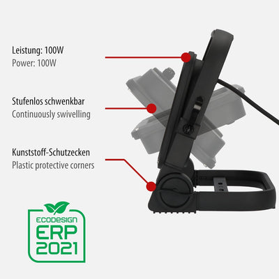 Brennenstuhl LED Baustrahler JARO 14060 M (100W, 11500lm, 6500K, IP65, 5m Kabel, dimmbar, LED Arbeit