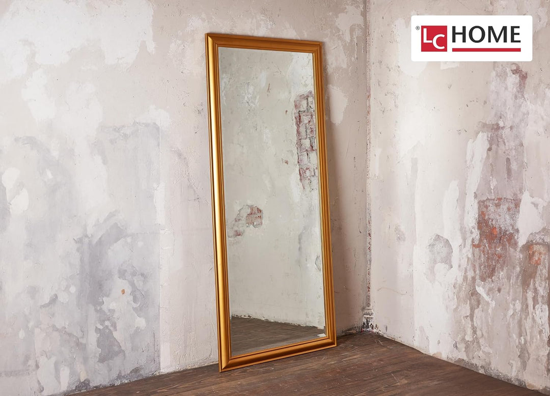 Wholesaler GmbH LC Home Wandspiegel Schlicht Gold ca. 180 x 80 cm Landhaus-Stil mit Facettenschliff