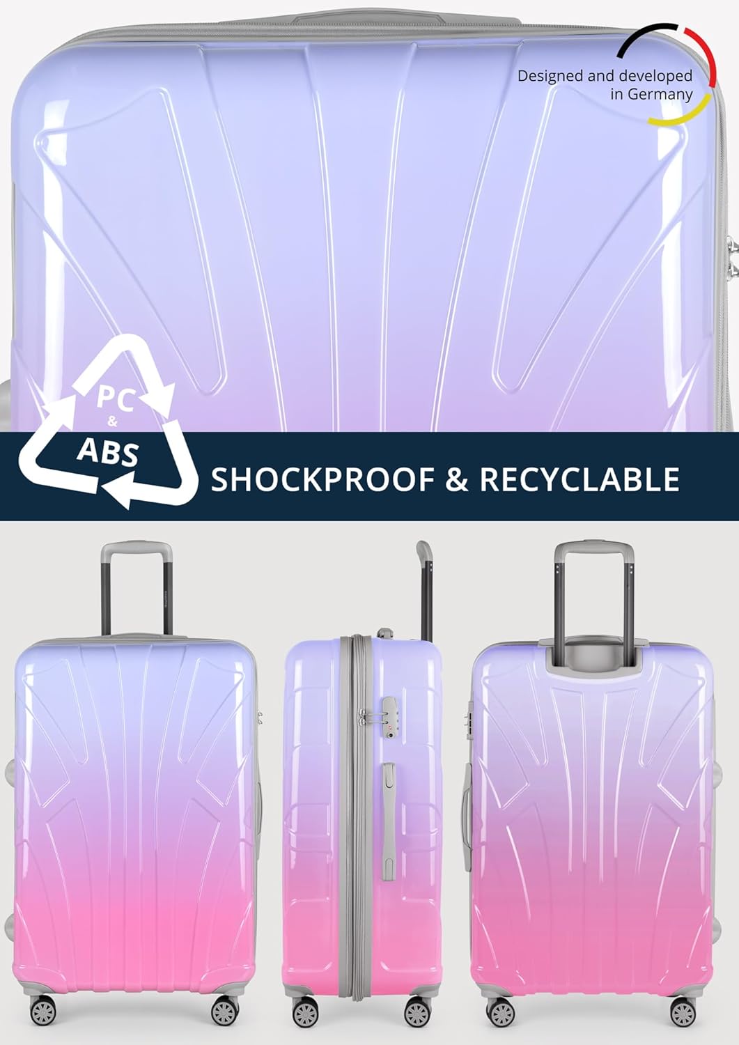 suitline - Grosser Hartschalen-Koffer Koffer Trolley Rollkoffer XL Reisekoffer, 76 cm, ca. 96-110 Li